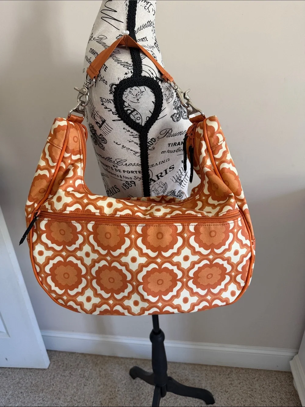 Catalina Patchwork Orange Floral Hobo Bag
